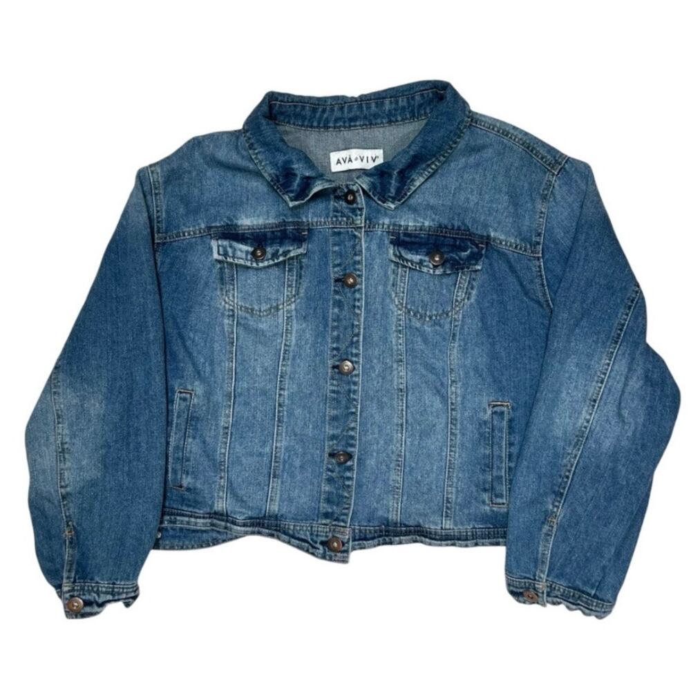 Ava & Viv Blue Denim Jacket Womens Size 2X Coat
